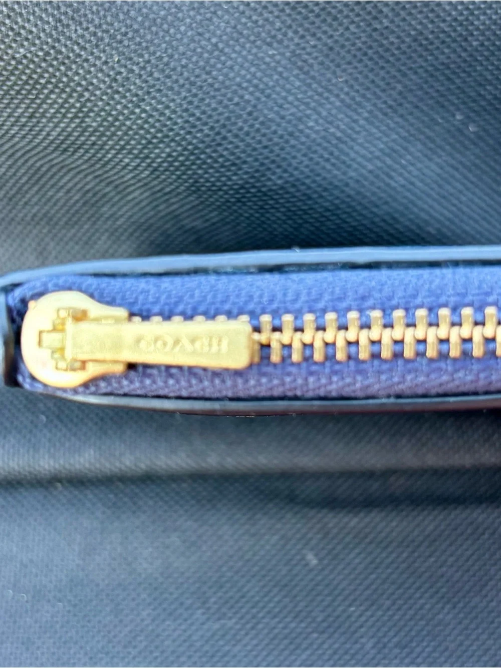 COACH Blue Leather Card Wallet with Zip